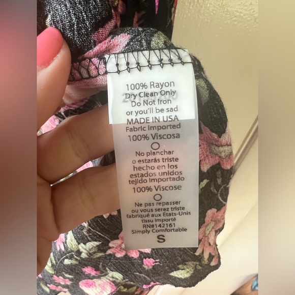 Lularoe Shirley Short Sleeve Bohemian Kimono Black Pink Green Floral Small - Picture 5 of 7